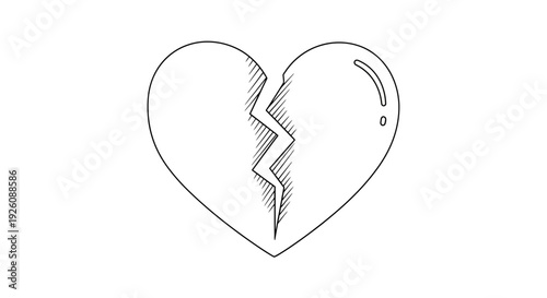 Broken heart symbol with crack and battery indicator