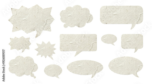 Obraz na plátně collection of speech bubble shapes made from textured paper, in various forms and sizes, ideal for comic strips and dialogue representation