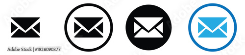 Four different email icons on a white background for communication