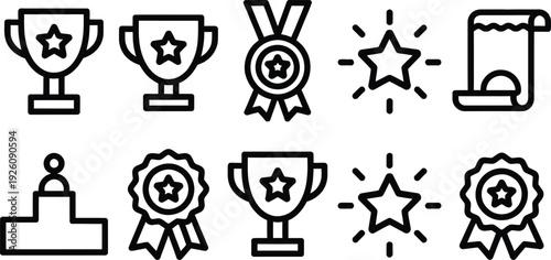 Vector set of gold silver and bronze award icons featuring star and celtic cross elements for religious art design