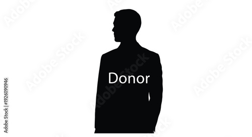 Silhouette of a man in a suit with the word donor prominently displayed