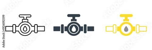 Oil Valve Icon, Vector Illustration of Faucet, Pipe with Valve Sign, Tube and Industrial Plumbing Symbol