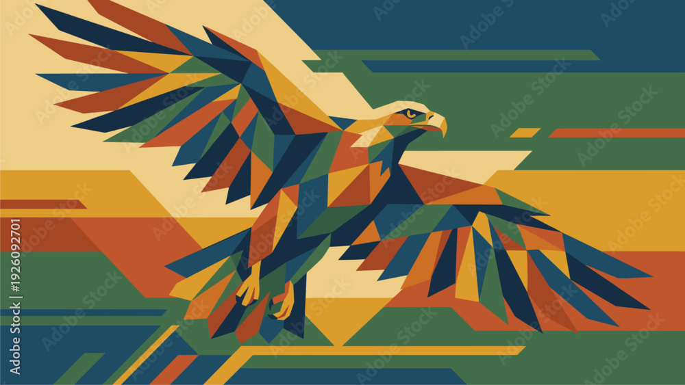 Obraz premium Geometric Eagle Art for Business Branding & Marketing Campaigns | Bold Abstract Eagle Design