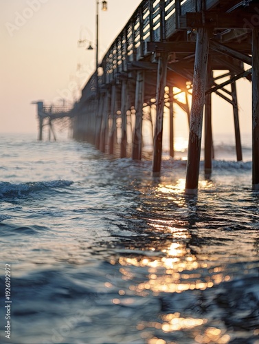 Wallpaper Mural Golden Hour Pier Reflections on Ocean Waves Torontodigital.ca