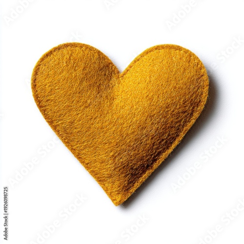 Glittering Golden Heart Shape On White Background With Soft Shadow