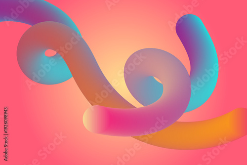 Wallpaper Mural Abstract 3d fluid shapes with vibrant gradient colors flowing dynamically against a soft color gradient background Torontodigital.ca
