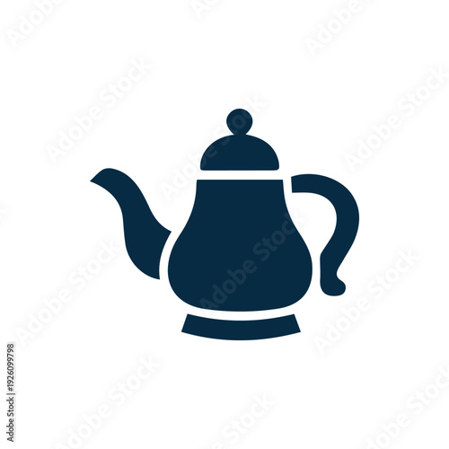 Classic Dark Blue Teapot Silhouette Icon for Tea Time and Beverages