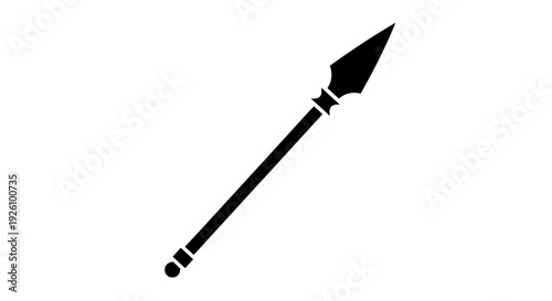 Ancient warrior's sharp metal spear weapon primitive hunting tool historical battle armament isolated on white