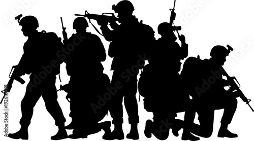 silhouettes of walking soldiers Silhouettes