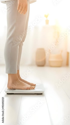 Bare Feet On A Modern Digital Scale In A Bright Sunlit Room Measuring Weight Lifestyle And Health Goals With Natural Light And Soft Focus Background