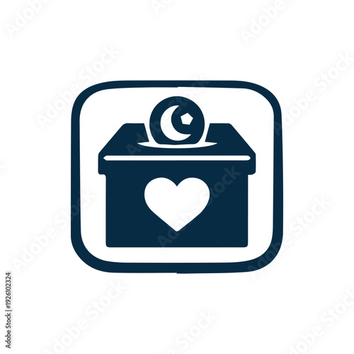 Islamic Charity Donation Box Icon for Ramadan Zakat and Sadaqah
