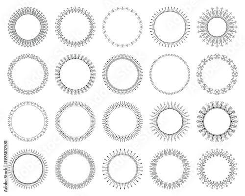 Big tribal circular geometric ornament frame set collection seamless tattoo