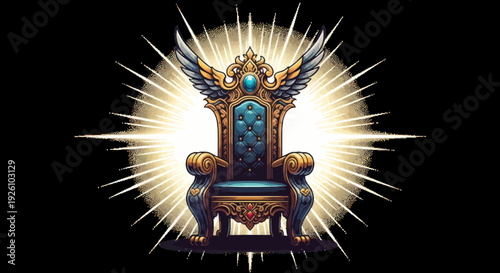 Ornate Winged Throne with Glowing Aura