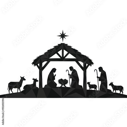 Nativity Scene Silhouette with Star