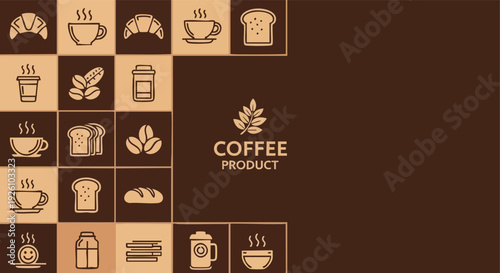 Coffee and Breakfast Icons. Coffee Shop Menu Elements. Bakery and Cafe Symbols.