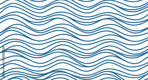 Abstract background featuring repeating wavy blue lines on white