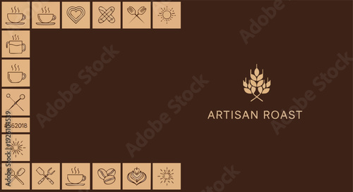 Artisan Roast Coffee. Wheat Logo. Coffee Beans. Cafe Branding.