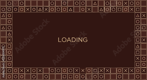 Loading Screen. Abstract Game Border. Retro UI Elements. Brown Background.