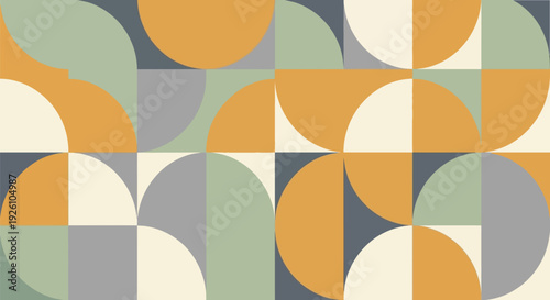 Abstract geometric pattern with overlapping semicircles in muted colors