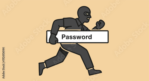 Thief Stealing Password. Cyber Security Concept.