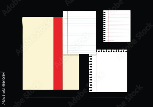 Open Notebooks and Paper. Education, Writing, and Creativity Concept.