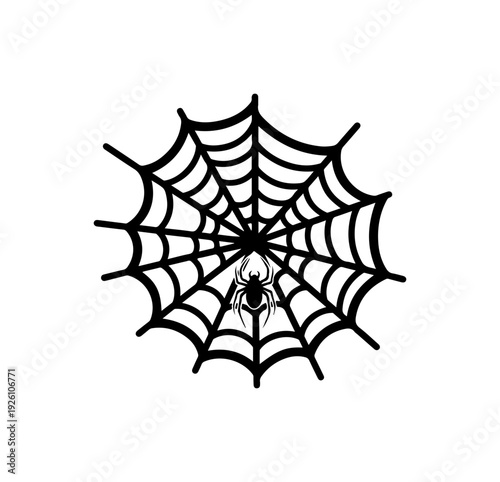 Intricate spider web with spider at center, eerie yet fascinating