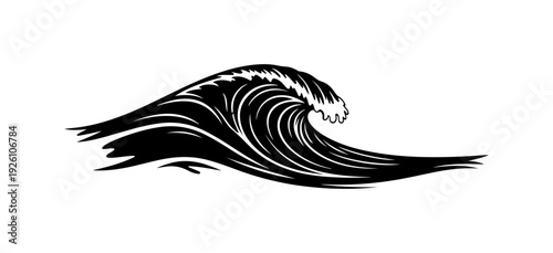 Powerful ocean wave crashing with dynamic motion and energy