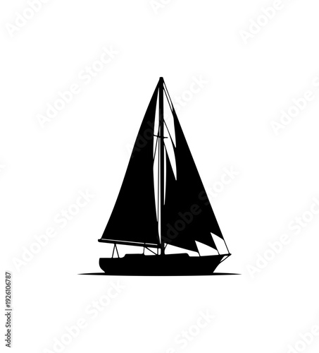 Sailboat gliding smoothly across calm waters with full sails