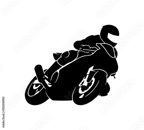 Racing motorcycle speeding down the track with rider