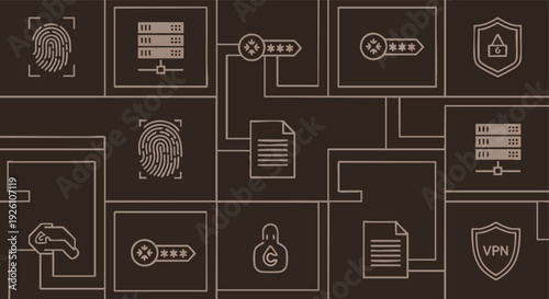 Cyber Security Concept. Digital Security Icons Network. Data Protection.