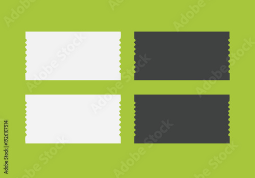 Blank Tickets. Two White and Two Black. Isolated on Green.