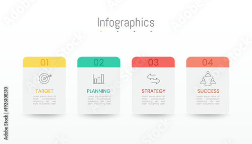 Infographic 4 options design elements for your business data. Vector Illustration.