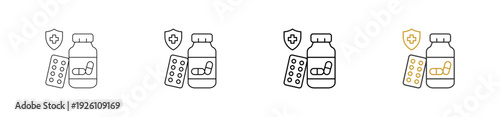 Drug icon set outline style with various size