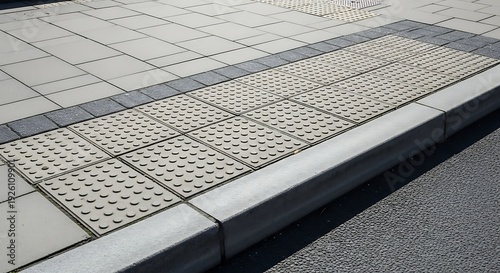 Tactile Paving on Sidewalk Edge.