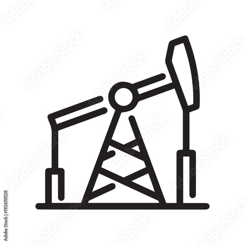 Oil and gas pump station line icon. Fuel derrick vector outline sign.
