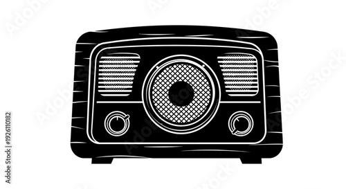 Vintage Retro Radio Illustration Isolated on White Background.