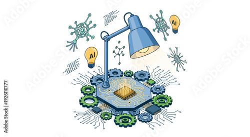 Concept of virus detection and laboratory testing with digital icons