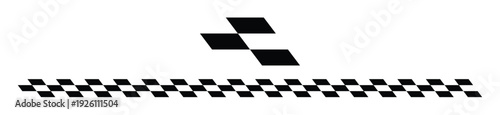 Racing stripe with checkered finish detail, motorsport speed divider for automotive branding and event graphics