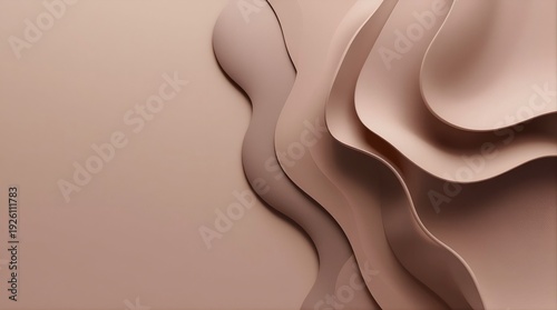 Abstract 3D layered background with matte clay texture and copy space