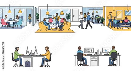 Vibrant Modern Office Floor Activity