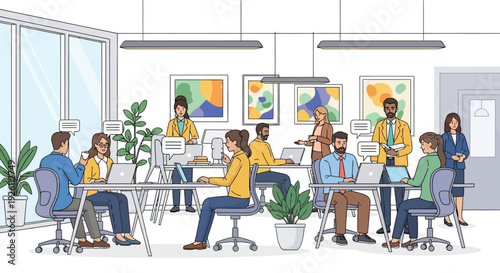 Bright Modern Office Diverse Team Working