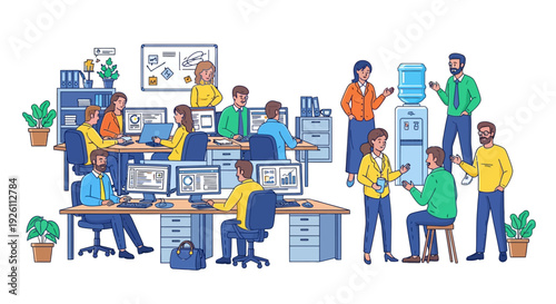Busy Professional Workplace Scene
