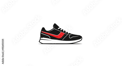 Black and Red Sneaker Shoe Illustration.