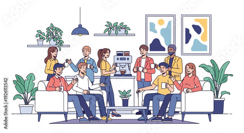 Happy Colleagues Enjoy Office Coffee Break