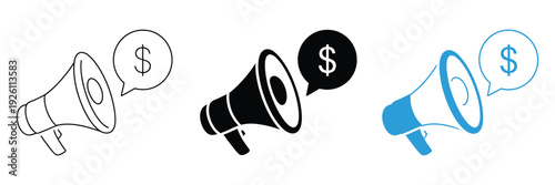 Social Marketing Icon, Vector Illustration of Business Promotion, Megaphone Sign, Editable Graphics Representing Advertising