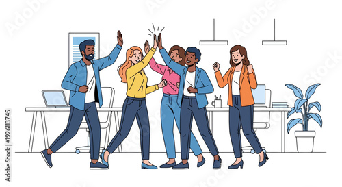 Happy Professionals Celebrating Project Success