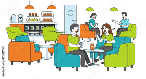 Joyful Colleagues Chatting Coffee Break