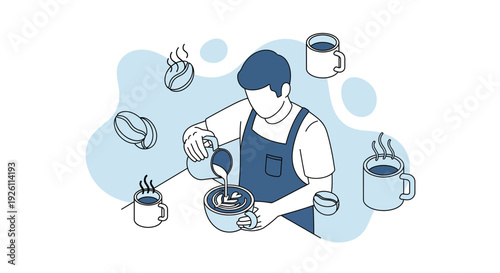 Barista Preparing Coffee Drink with Skill.