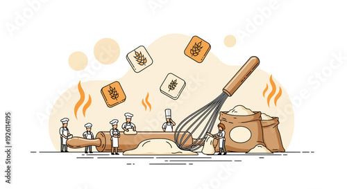 Baking Utensils and Ingredients Illustration.