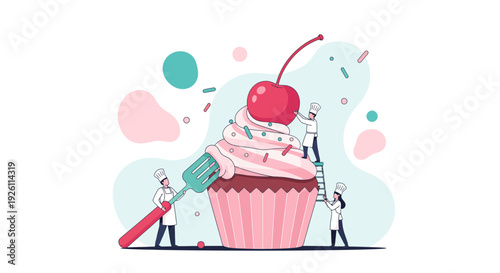 Cherry Cupcake with Whipped Cream Topping.